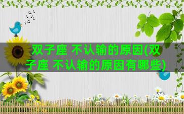 双子座 不认输的原因(双子座 不认输的原因有哪些)